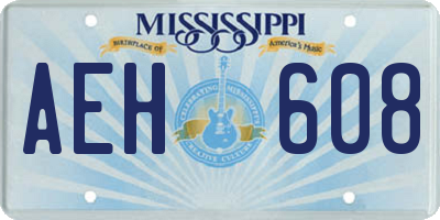 MS license plate AEH608