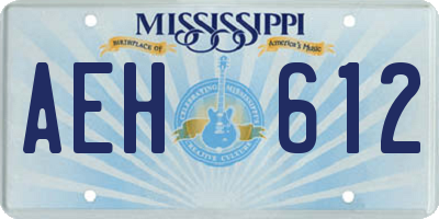 MS license plate AEH612