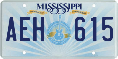 MS license plate AEH615