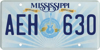 MS license plate AEH630