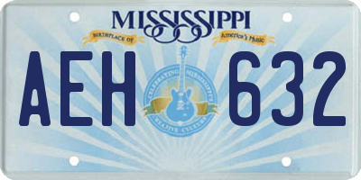 MS license plate AEH632