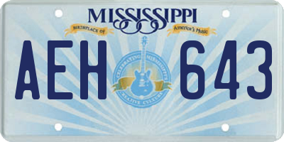 MS license plate AEH643