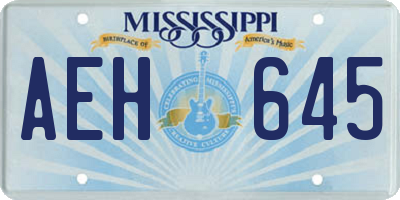 MS license plate AEH645