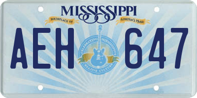 MS license plate AEH647