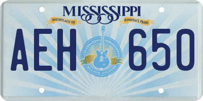 MS license plate AEH650