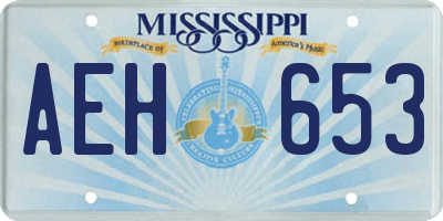 MS license plate AEH653