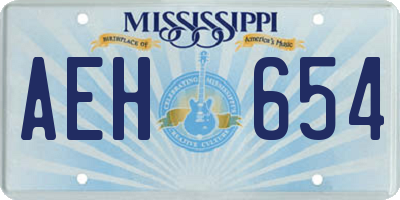 MS license plate AEH654