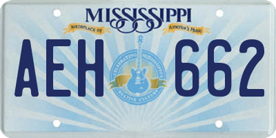 MS license plate AEH662