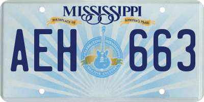 MS license plate AEH663