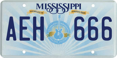 MS license plate AEH666