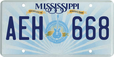 MS license plate AEH668