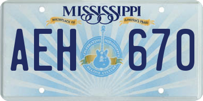 MS license plate AEH670