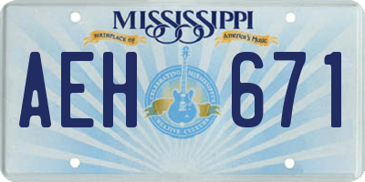 MS license plate AEH671