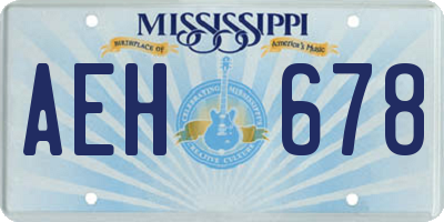 MS license plate AEH678