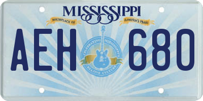 MS license plate AEH680