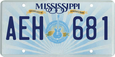 MS license plate AEH681