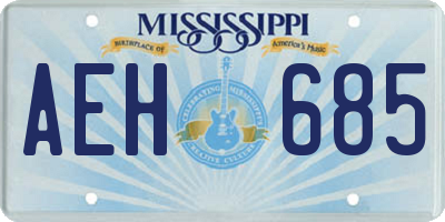 MS license plate AEH685