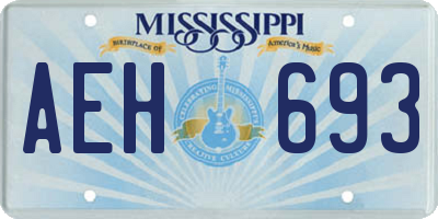 MS license plate AEH693