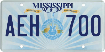 MS license plate AEH700