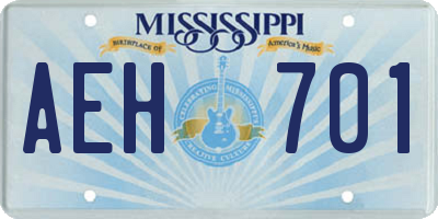 MS license plate AEH701