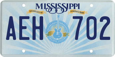 MS license plate AEH702