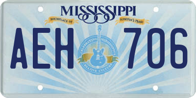 MS license plate AEH706