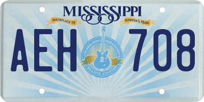 MS license plate AEH708