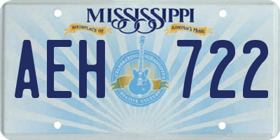 MS license plate AEH722
