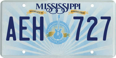 MS license plate AEH727