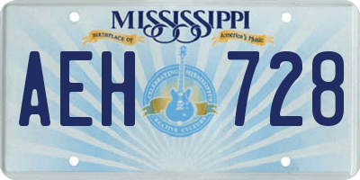 MS license plate AEH728
