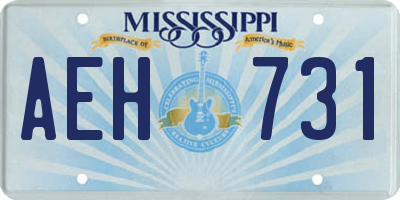 MS license plate AEH731