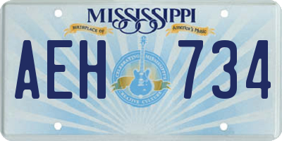 MS license plate AEH734