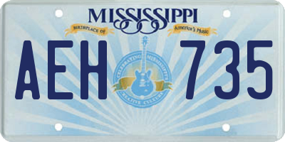 MS license plate AEH735