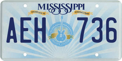 MS license plate AEH736