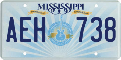 MS license plate AEH738