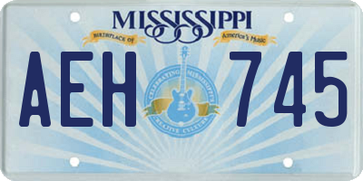 MS license plate AEH745