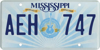 MS license plate AEH747