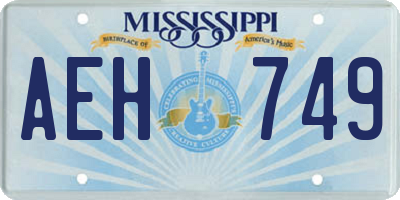 MS license plate AEH749