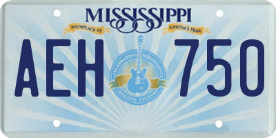 MS license plate AEH750