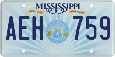 MS license plate AEH759
