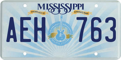 MS license plate AEH763