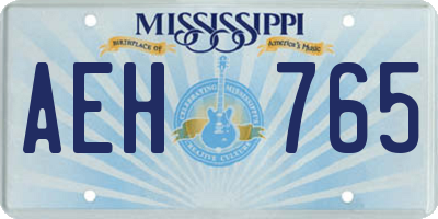 MS license plate AEH765