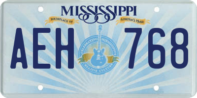 MS license plate AEH768