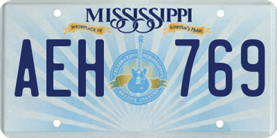MS license plate AEH769