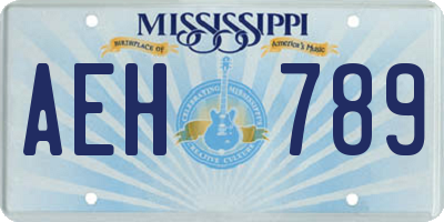 MS license plate AEH789