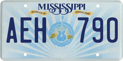 MS license plate AEH790