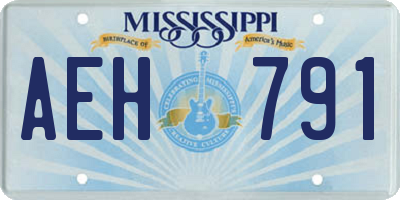 MS license plate AEH791