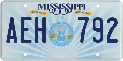 MS license plate AEH792
