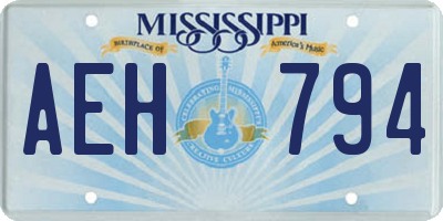 MS license plate AEH794