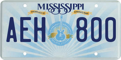 MS license plate AEH800